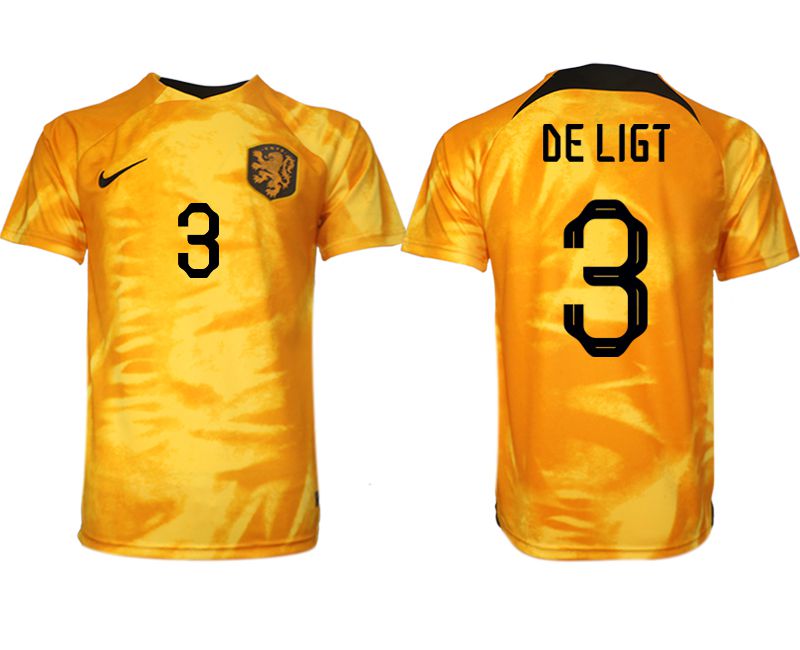 Men 2022 World Cup National Team Netherlands home aaa version yellow #3 Soccer Jersey
